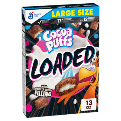 General Mills Cocoa Puffs Loaded with Vanilla Crème Filling Filled Sweetened Wheat Cereal, 13 oz