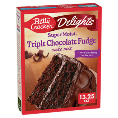Betty Crocker Super Moist Delights Triple Chocolate Fudge Cake Mix, 13.25 oz, 13.25 Ounce