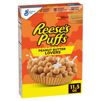 Reese's Puffs Peanut Butter Lovers Sweet & Crunchy Corn Puffs, 11.5 oz
