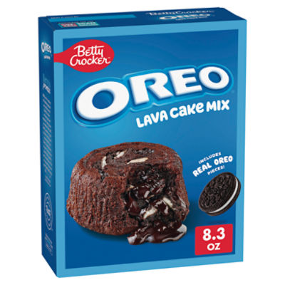 Betty Crocker OREO Lava Cake Mix, Chocolate Lava Cake Baking Mix With OREO Cookie Pieces, 8.3 oz