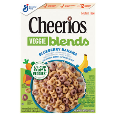 General Mills Cheerios Blueberry Banana Veggie Blends Sweetened Oat & Corn Cereal, 10.6 oz