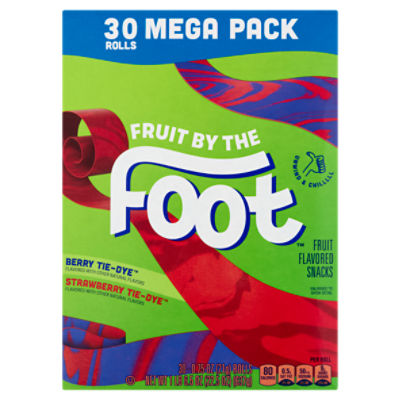 Fruit by the Foot Berry Tie-Dye and Strawberry Tie-Dye Fruit Flavored Snacks, 0.75 oz, 30 count, 22.5 Ounce