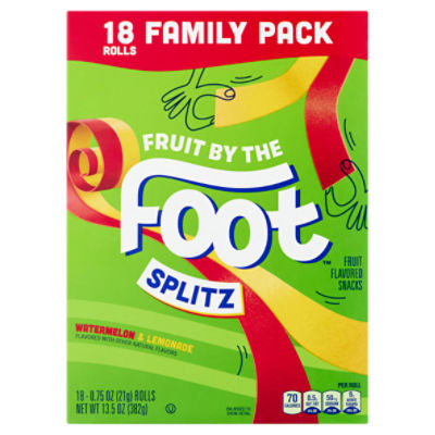 Fruit by the Foot Splitz Watermelon & Lemonade Fruit Flavored Snacks Family Pack, 0.75 oz, 18 count