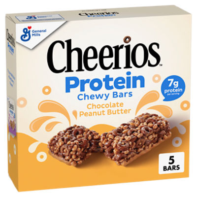 Cheerios Chocolate Peanut Butter Protein Chewy Bars, 1.27 oz, 5 count