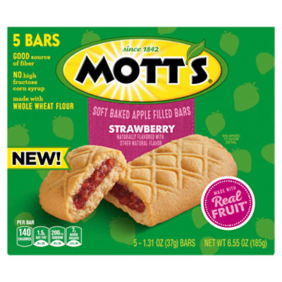 Mott's Strawberry Soft Baked Apple Filled Bars, 1.31 oz, 5 count
