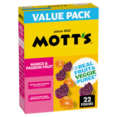 Mott's Mango & Passion Fruit Flavored Snacks Value Pack, 0.8 oz, 22 count