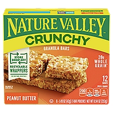Nature Valley Crunchy Peanut Butter Granola Bars, 1.49 oz, 6 count, 8.94 oz
