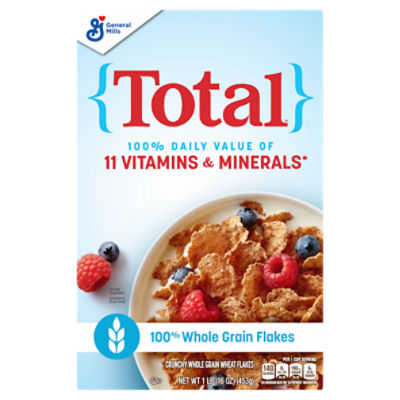 General Mills Total Crunchy Whole Grain Wheat Flakes, 1 lb, 16 Ounce