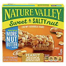 NATURE VALLEY Sweet & Salty Nut Peanut Chewy Granola Bars, 1.2 oz, 6 count