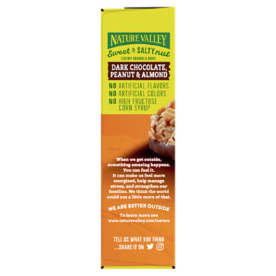 Nature Valley Sweet & Salty Nut Dark Chocolate, Peanut & Almond Chewy Granola Bars, 1.2 oz, 6 count