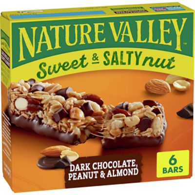 Nature Valley Sweet & Salty Nut Dark Chocolate, Peanut & Almond Chewy Granola Bars, 1.2 oz, 6 count, 7.44 Ounce