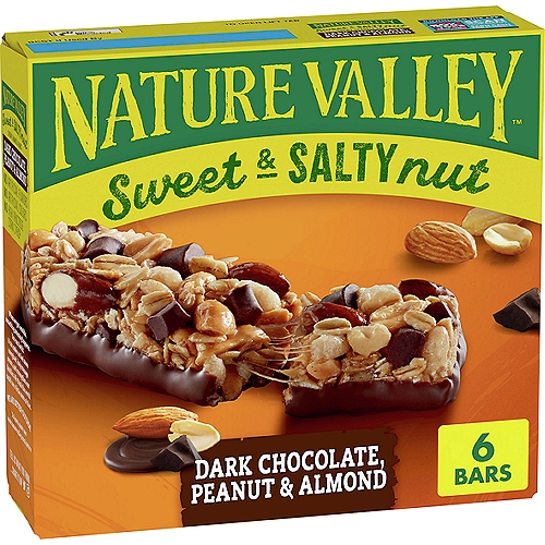 Nature Valley Sweet & Salty Nut Dark Chocolate, Peanut & Almond Chewy Granola Bars, 1.2 oz, 6 count