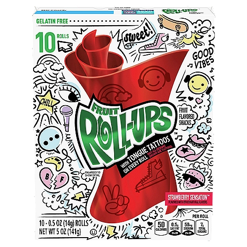Fruit Roll-Ups Strawberry Sensation Fruit Flavored Snacks, 0.5 oz, 10 count