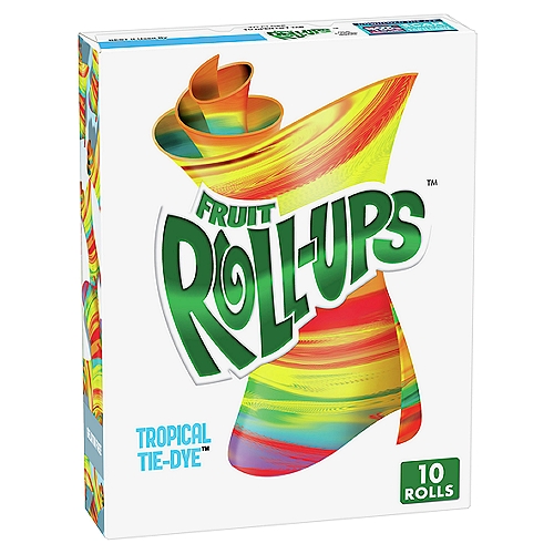 Fruit Roll-Ups Tropical Tie-Dye Fruit Flavored Snacks, 0.5 oz, 10 count