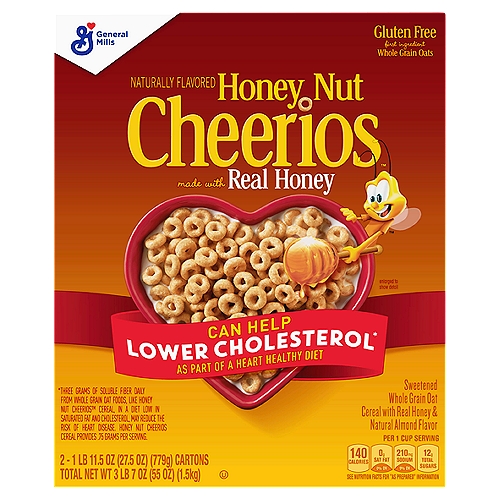 General Mills Cheerios Honey Nut Cereal, 1 lb 11.5 oz,  2 count