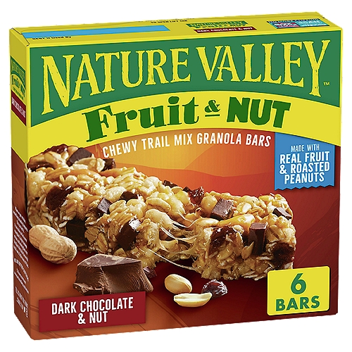 Nature Valley Fruit & Nut Dark Chocolate Chewy Trail Mix Granola Bars, 1.2, 6 count