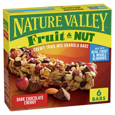 Nature Valley Fruit & Nut Dark Chocolate Cherry Chewy Trail Mix Granola Bars, 1.2 oz, 6 count, 7.4 Ounce