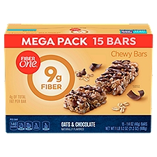 FIBER one Oats & Chocolate Chewy Bars Mega Pack, 1.4 oz, 15 count