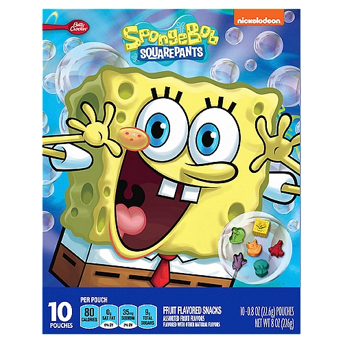 Betty Crocker SpongeBob Assorted Fruit Flavored Snacks, 0.8 oz, 10 count