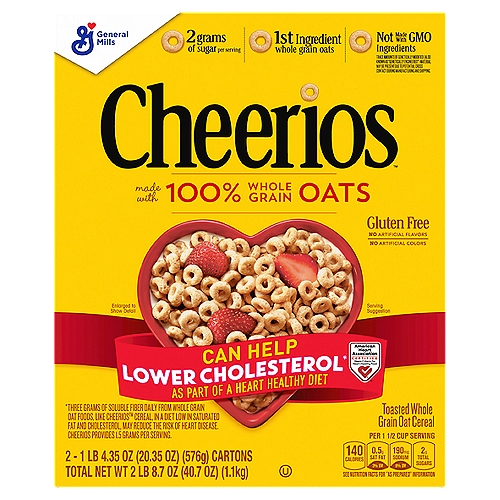 General Mills Cheerios Toasted Whole Grain Oat Cereal, 1 lb 4.35 oz, 2 count