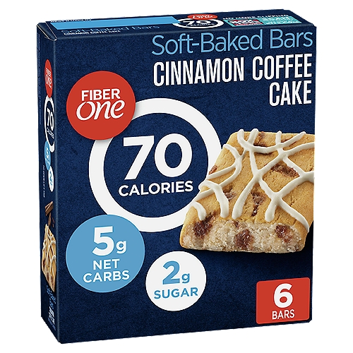 Fiber One Cinnamon Coffee Cake Soft-Baked Bars, 0.89 oz, 6 count