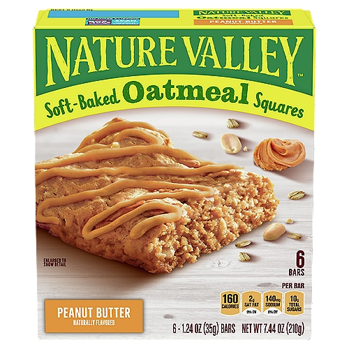 Nature Valley Peanut Butter Soft-Baked Oatmeal Squares, 1.24 oz, 6 count
The perfect combination of creamy peanut butter and 13g of whole grain*
*13g of whole grain per serving. At least 48g recommended daily.