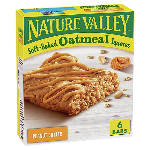 Nature Valley Peanut Butter Soft-Baked Oatmeal Squares Bars, 1.24 oz, 6 count