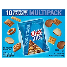 Chex Mix Traditional Savory Snack Mix Multipack, 1.75 oz, 10 count, 17.5 Ounce