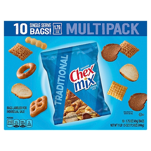 Chex Mix Traditional Savory Snack Mix Multipack, 1.75 oz, 10 count