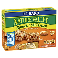 Nature Valley Sweet & Salty Nut Peanut Chewy Granola Bars Value Pack, 1.2 oz, 12 count