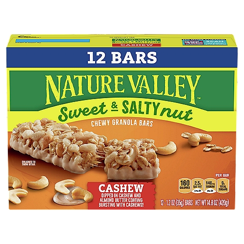 Nature Valley Cashew Chewy Granola Bars Value Pack, 1.2 oz, 12 count