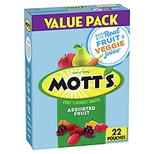 MOTT'S Assorted Fruit Flavored Snacks Value Pack, 0.8 oz, 22 count, 17.6 Ounce
