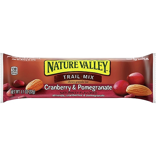 Nature Valley Fruit & Nut Cranberry & Pomegranate Chewy Trail Mix Granola Bars, 1.1 oz, 6 count