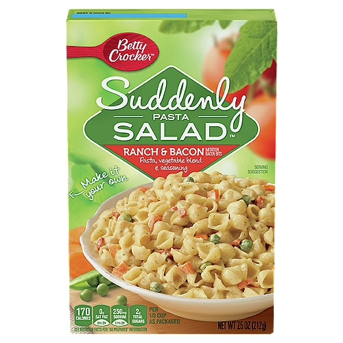 Betty Crocker Suddenly Pasta Salad Ranch & Bacon Pasta Salad Mix, 7.5 oz
Pasta, Vegetable Blend & Seasoning