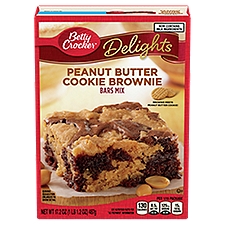 Betty Crocker Delights Cookie Brownie Bars Mix, Peanut Butter, 17.2 Ounce