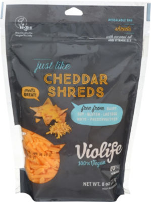 Violife Just Like Cheddar Shreds Shredded Cheese Dairy-Free Vegan 8 oz