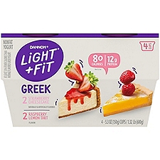 Dannon Light + Fit Greek Strawberry Cheesecake & Raspberry Lemon Tart Nonfat Yogurt, 5.3 oz, 4 count