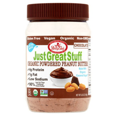 Betty Lou's Just Great Stuff Chocolate Organic Powdered Peanut Butter, 6.35 oz, 6.43 Ounce