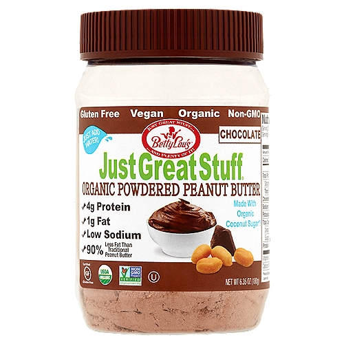 Betty Lou's Just Great Stuff Chocolate Organic Powdered Peanut Butter, 6.35 oz