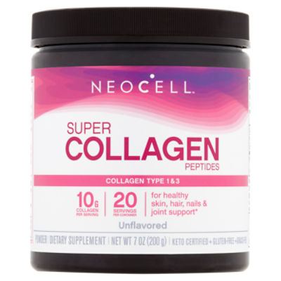 NeoCell Super Collagen Peptides, Grass Fed, Keto Certified, Unflavored Powder, 7 OZ