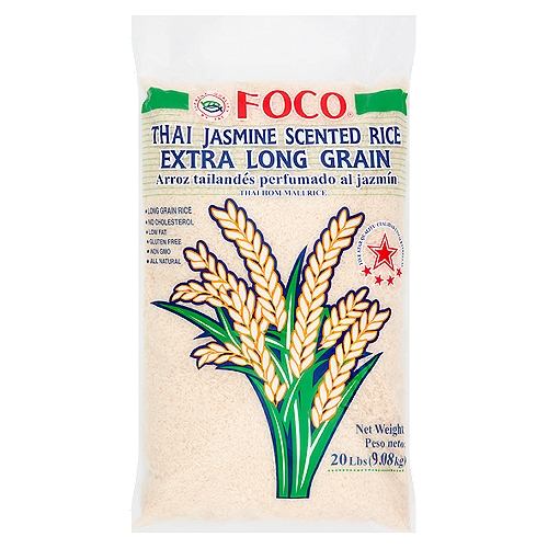 Foco Extra Long Grain Thai Jasmine Scented Rice, 20 lbs
