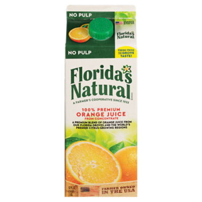 Florida's Natural No Pulp 100% Premium Orange Juice, 52 fl oz