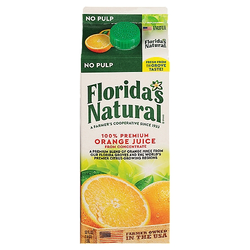 Florida's Natural No Pulp Orange Juice, 52 fl oz
100% Premium Florida Orange Juice