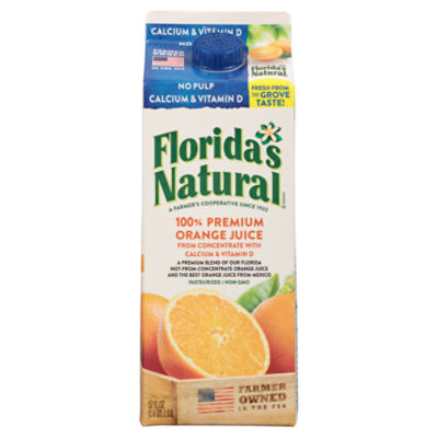 Florida's Natural No Pulp 100% Premium Orange Juice, 52 fl oz