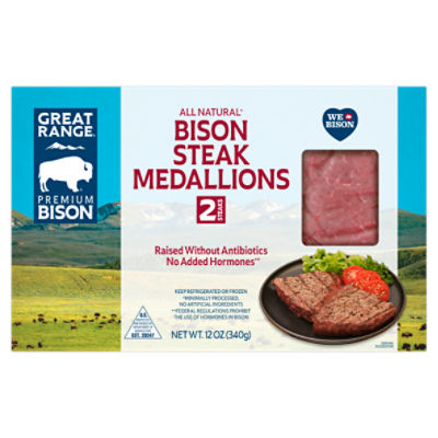 Great Range Bison Steak Medallions, 2 count, 12 oz