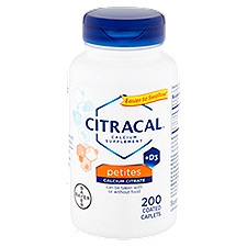 Citracal +D3 Petites Calcium Supplement Coated Caplets, 200 Each