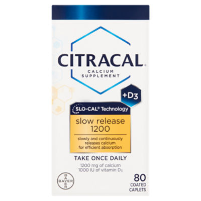 Citracal Slow Release 1200 +D3 Coated Caplets, 80 count