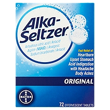 Alka-Seltzer Original Effervescent Tablets, 72 count