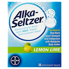 Alka-Seltzer Effervescent Tablets, Lemon Lime, 36 Each