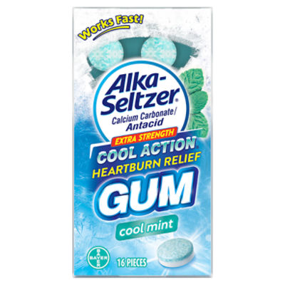 AlkaSeltzer Cool Action Extra Strength Heartburn Relief Cool Mint, Gum